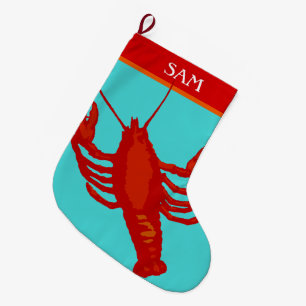 Unisex Red Lobster Crustacean Personalized Large Christmas Stocking