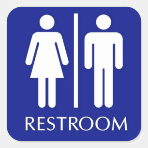 Unisex restroom sign square sticker