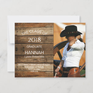 Unisex Rustic Barnwood Photo Graduation Horizontal Announcement