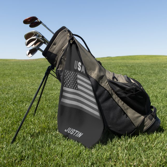 Unisex USA American Flag Retro  Golf Towel (Green)