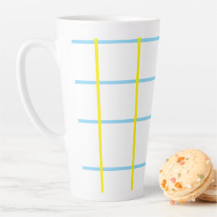 Unisex Yellow, Blue White  Latte Mug