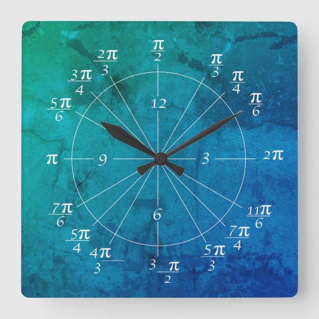 Unit Circle Clock-Blue Square Wall Clock (Front)