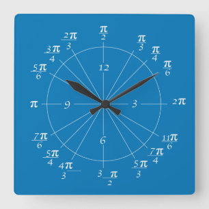 Unit Circle Clock-Blue Square Wall Clock