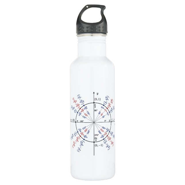 Unit circle math formulas physics 710 ml water bottle (Front)