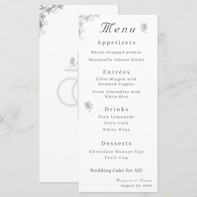 Unité nuptiale Mariage catholique menu plat (Devant / Derrière)