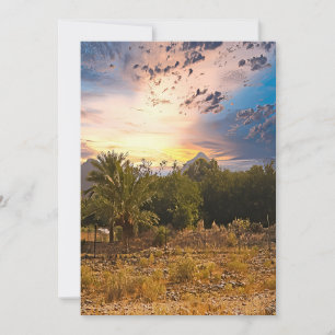 United Arab Emirate desert landscape at sunset Holiday Card