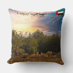 United Arab Emirate desert landscape at sunset Throw Pillow