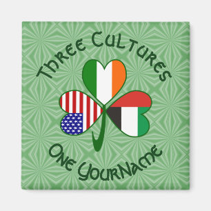 United Arab Emirates Irish USA Flags Shamrock Name Magnet