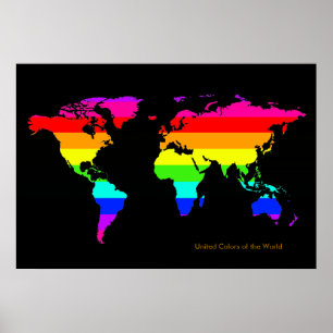 united colours of the world . map poster