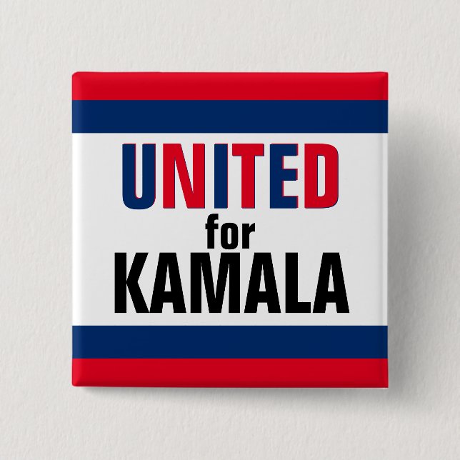 United for Kamala Harris President 2024 2 Inch Square Button (Front)