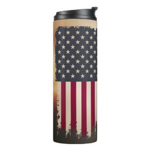 United For Victory WWII American Flag Patriotic Thermal Tumbler