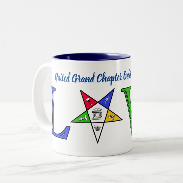 United Grand Chapter OES Two-Tone Coffee Mug (Front Left)