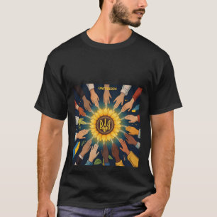 United Hands: Sunflower of Ukrainian Strength Mens T-Shirt