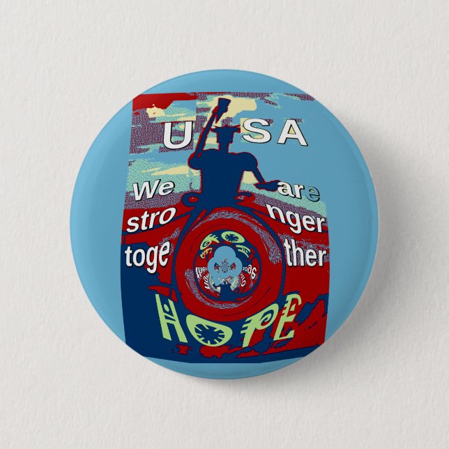 United in Hope: Stronger Together - USA Art Print  2 Inch Round Button (Front)