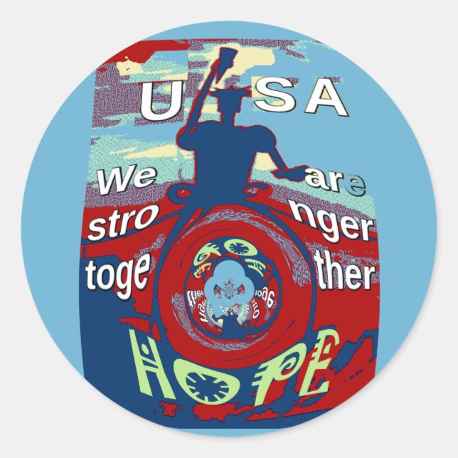 United in Hope: Stronger Together - USA Art Print  Classic Round Sticker (Front)