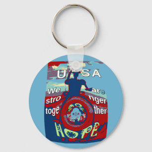 United in Hope: Stronger Together - USA Art Print  Keychain