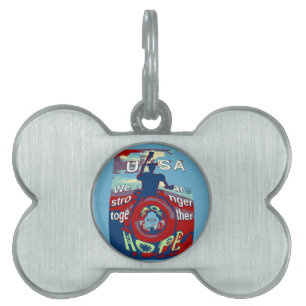 United in Hope: Stronger Together - USA Art Print  Pet Tag