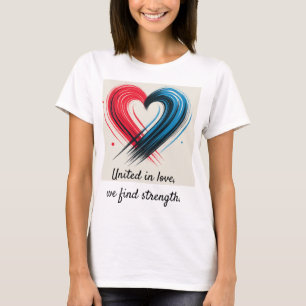 United in Love Tee – Red and Blue Heart with Inspi