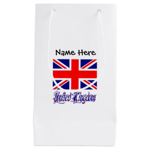 United Kingdom and British Flag with Your Name Small Gift Bag