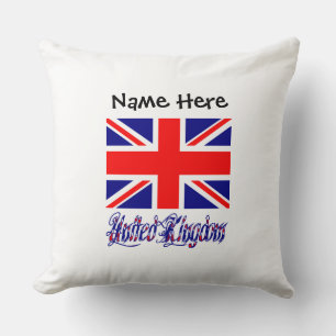 United Kingdom and UK Flag Personalized  Throw Pillow