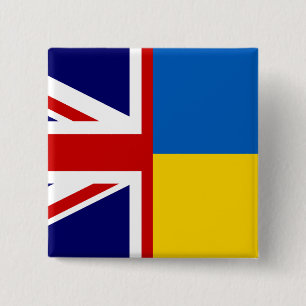 United Kingdom and Ukraine Together 2 Inch Square Button