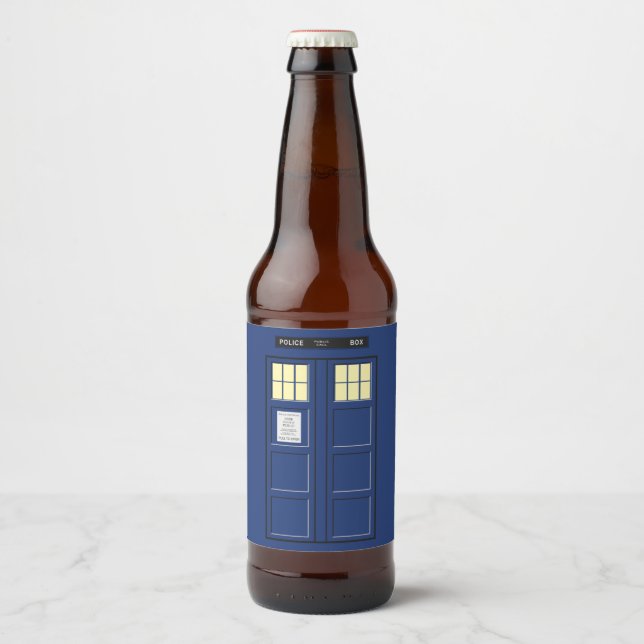 United Kingdom - Blue Police Public Call Box 1 Beer Bottle Label (Front)
