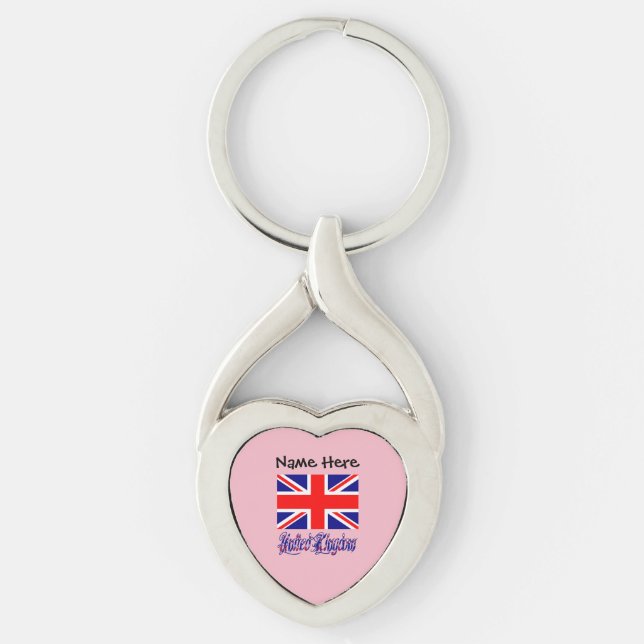 United Kingdom British Flag Black Personalization  Keychain (Front)