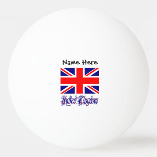 United Kingdom British Flag Black Personalization  Ping Pong Ball