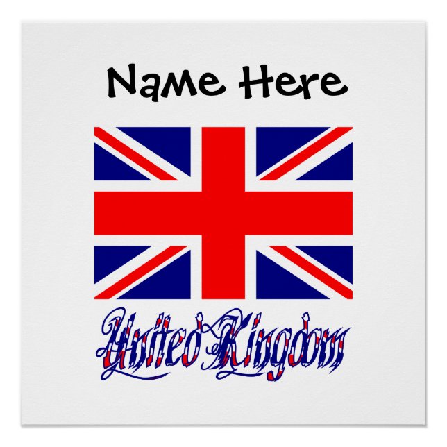 United Kingdom British Flag Black Personalization  Poster (Front)
