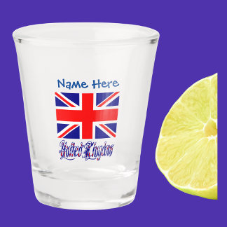 United Kingdom British Flag Blue Personalization Shot Glass