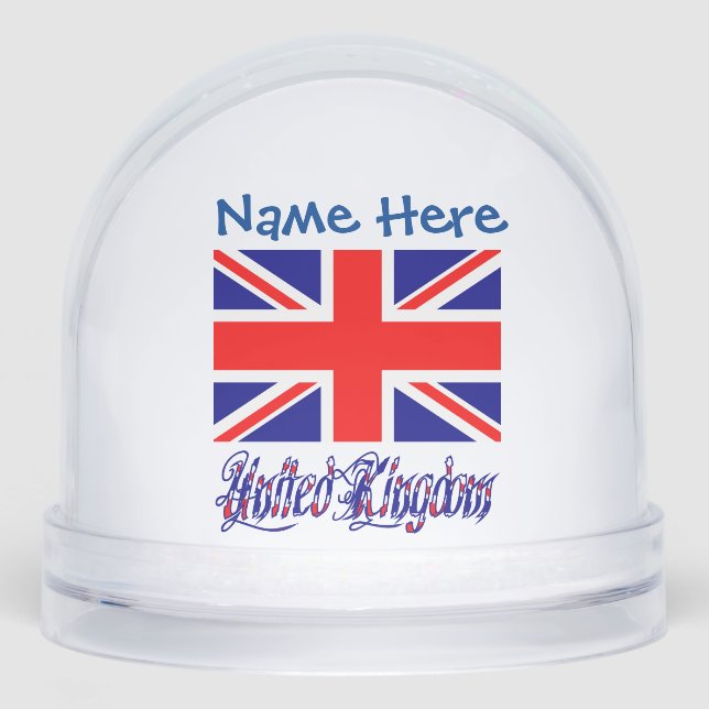 United Kingdom British Flag Blue Personalization Snowglobe (Front)