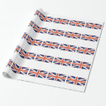 United Kingdom British Flag Union Jack Wrapping Paper<br><div class="desc">United kingdom wrapping paper for holiday gift wrapping Use for Christmas birthday etc red white blue flag Change background colour choose customize it>edit>background then choose your colour</div>