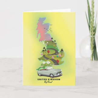 United Kingdom ' By Road' Vintage travel poster Holiday Card