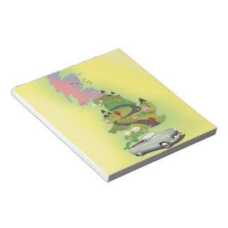 United Kingdom ' By Road' Vintage travel poster. Notepad