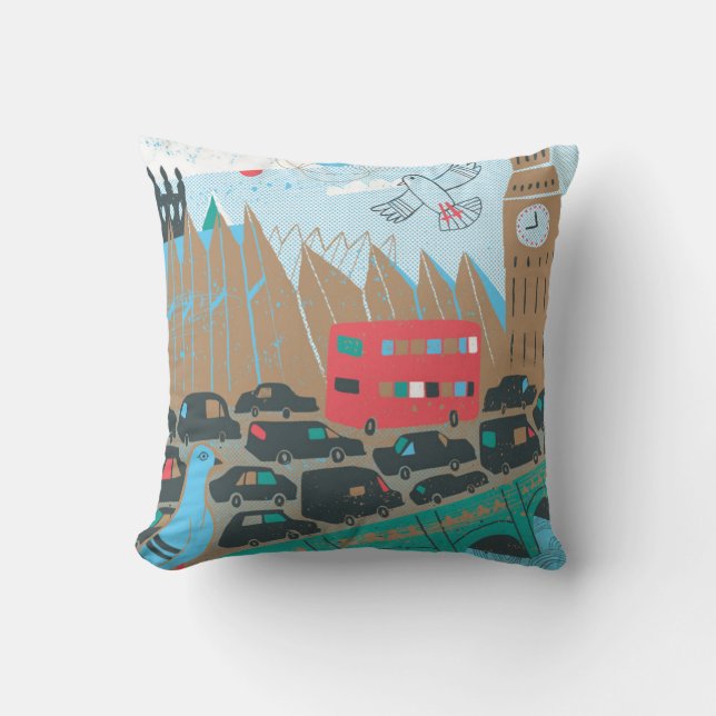 United Kingdom City Scene Throw Pillow (Front)