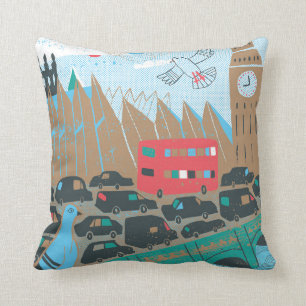 United Kingdom City Scene Throw Pillow