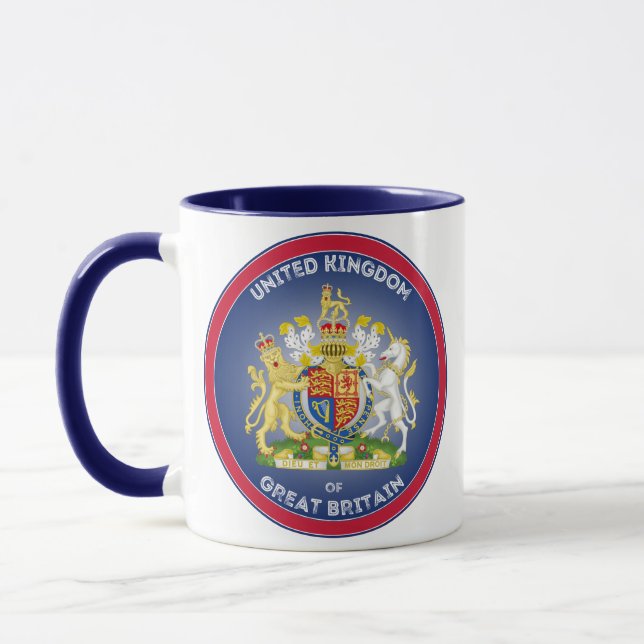 United Kingdom Coat of Arms Circle Shape  Mug (Left)