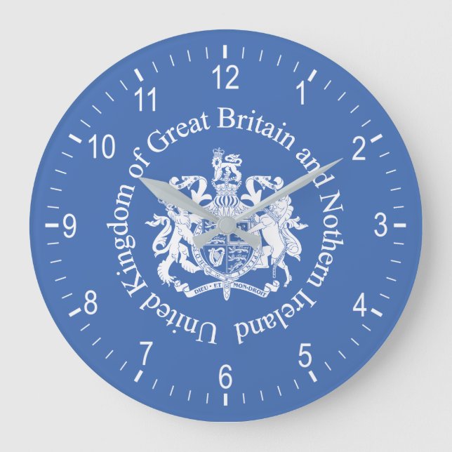 United Kingdom coat of arms Large Clock (Front)
