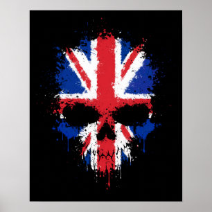 United Kingdom Dripping Splatter Skull Poster