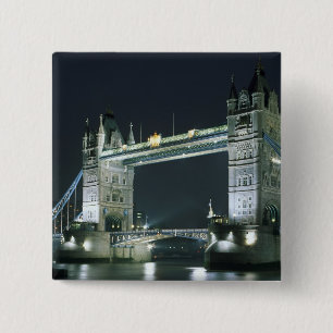 United Kingdom, England, London, Tower Bridge. 2 Inch Square Button