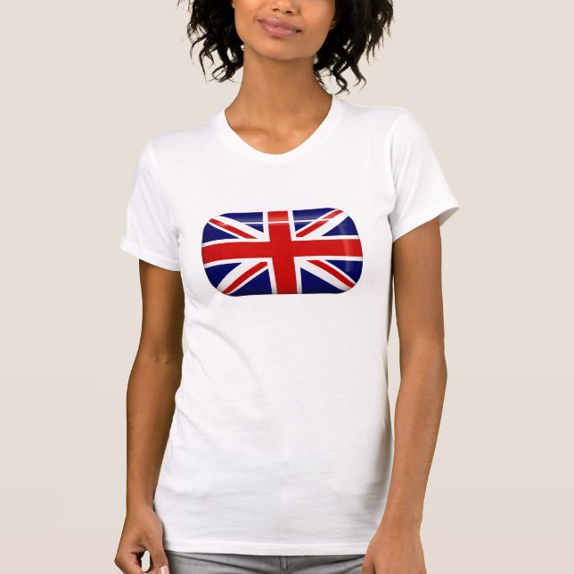 United Kingdom Flag  Button T-Shirt (Front)