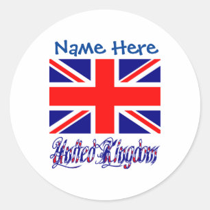 United Kingdom Great Britain Flag Blue Personalize Classic Round Sticker
