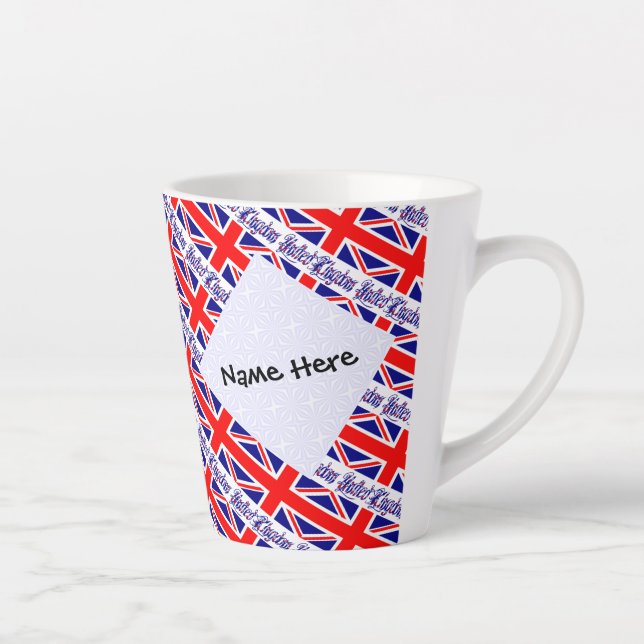 United Kingdom Great Britain Flag Tiled Personal Latte Mug (Right)