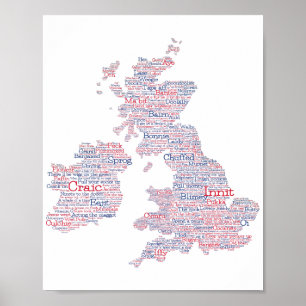 United Kingdom / Great Britain Slang Word Art Map Poster
