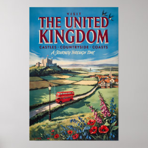 United Kingdom Landscape Illustration Travel Art Poster