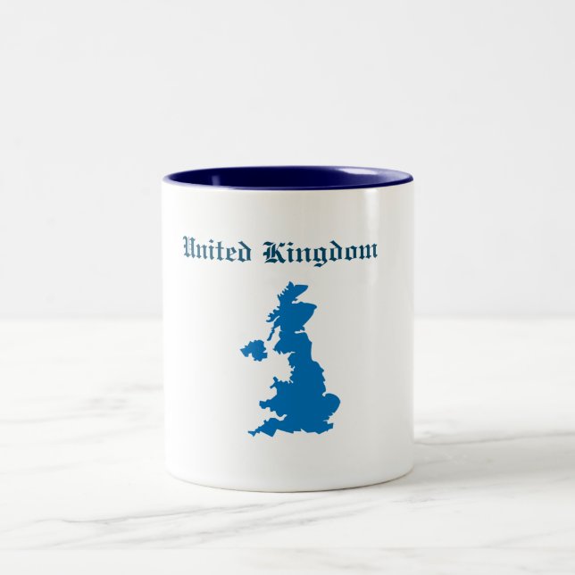 United Kingdom Map Two-Tone Coffee Mug (Center)