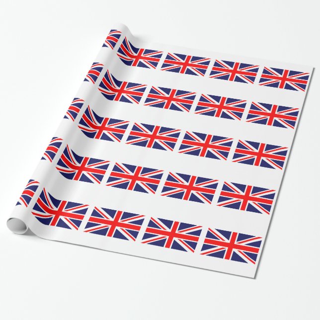 United Kingdom of Great Britain Union Jack Flag Wrapping Paper (Unrolled)