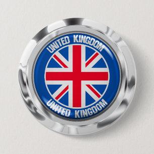 United Kingdom Round Emblem 3 Inch Round Button