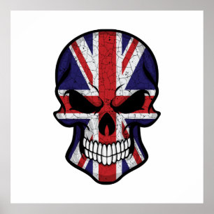 United Kingdom Smiling Skull Flag Poster