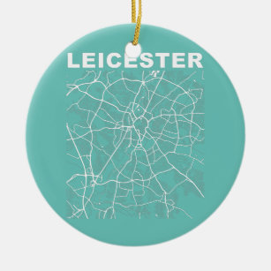 United Kingdom Souvenir Leicester City Street Map Ceramic Ornament